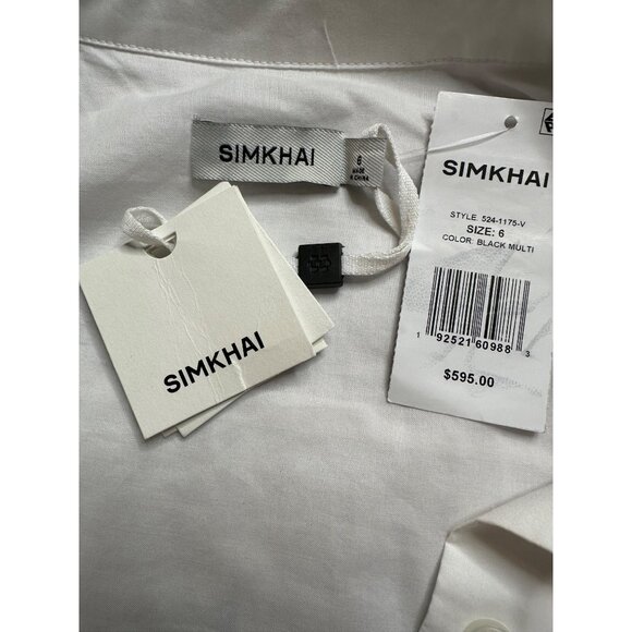 SIMKHAI Padma Poplin Combo Mini Dress in Black 6 New Womens Vegan Faux Leather - Picture 8 of 15